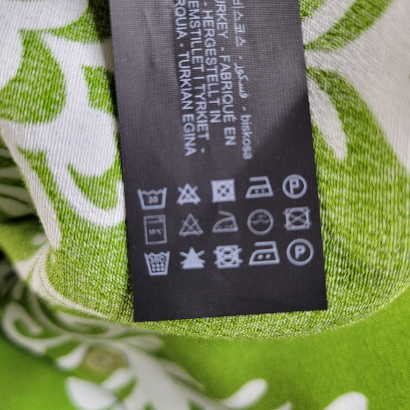 Zara Lilou Midi Dress Size S Green White Tropical Floral Belted Flowy Viscose - Picture 7 of 11